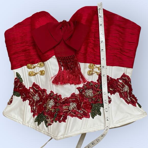Ragazza Strapless Red/White Christmas Bustier Corset Quinceanera Prom Size 9 M - Picture 14 of 16